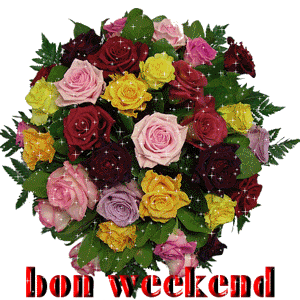 Gif animé bon week-end bouquet de fleurs
